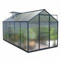 6 Ft. W X 10 Ft. D Polycarbonate Greenhouse for Outdoors, Green House Kit with Adjustable Roof Vent, Gray