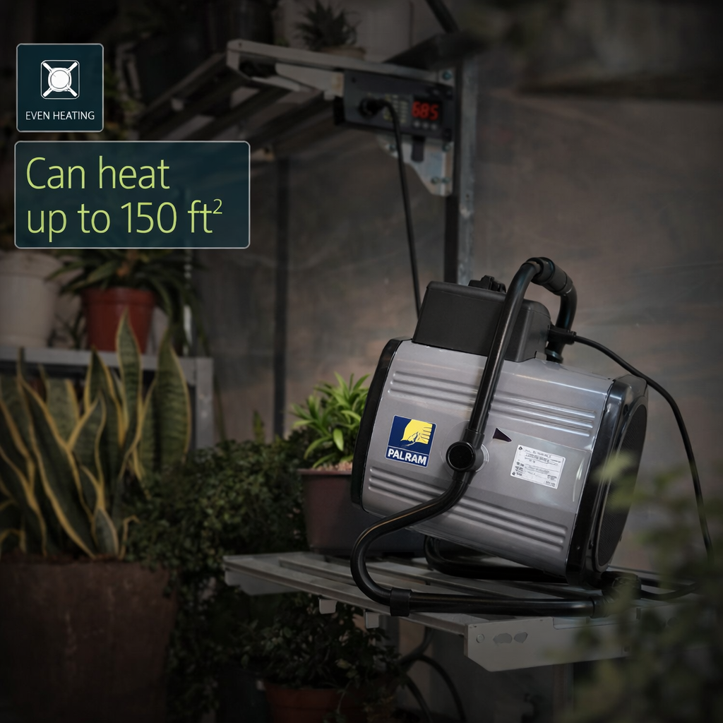 1500-Watt Portable Splash Resistant Greenhouse Fan Heater with Digital Thermostat and Humidity Sensor