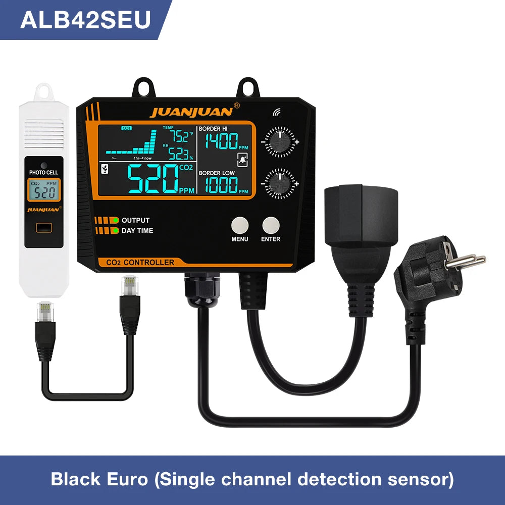 Smart CO2 Controller Dual Channel NDIR CO2 Sensor Day Night Carbon Dioxide Detector 0-5000PPM for Greenhouse Hydroponics