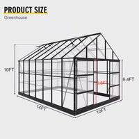 10 Ft. X 14 Ft. Black Frame Clear Garden Greenhouse, Solarium, and Conservatory