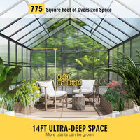 10 Ft. X 14 Ft. Black Frame Clear Garden Greenhouse, Solarium, and Conservatory