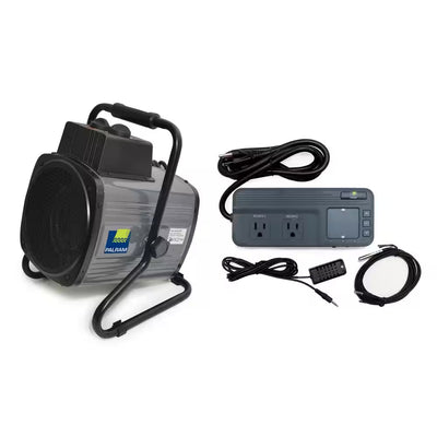 1500-Watt Portable Splash Resistant Greenhouse Fan Heater with Digital Thermostat and Humidity Sensor