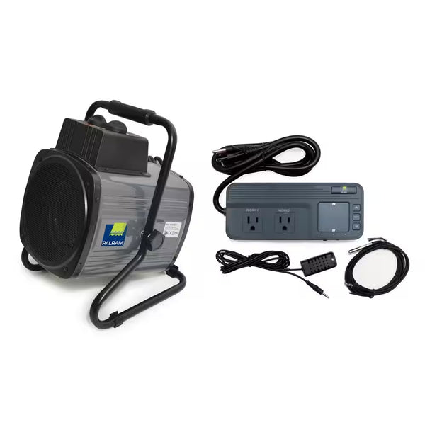1500-Watt Portable Splash Resistant Greenhouse Fan Heater with Digital Thermostat and Humidity Sensor