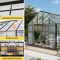 10 Ft. X 14 Ft. Black Frame Clear Garden Greenhouse, Solarium, and Conservatory