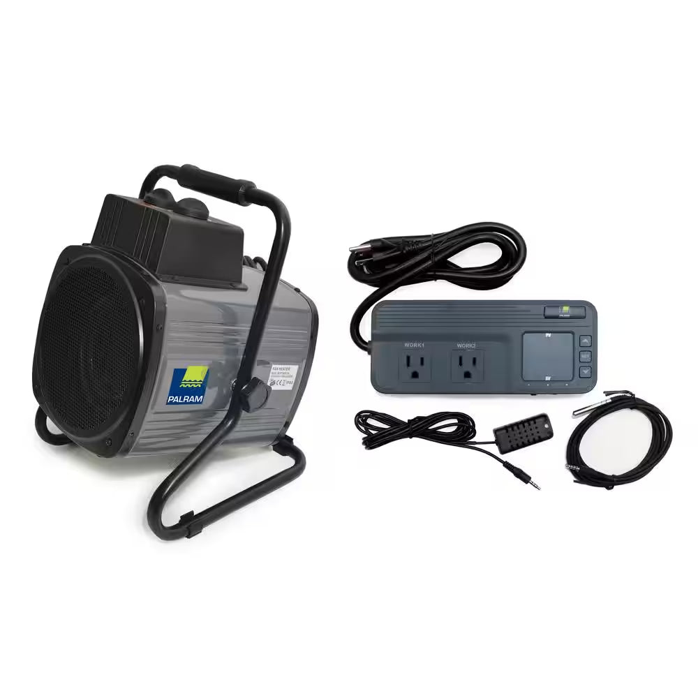 1500-Watt Portable Splash Resistant Greenhouse Fan Heater with Digital Thermostat and Humidity Sensor