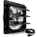 14 In. Wall Mount Shutter Exhaust Fan, 1088 CFM, Black, for Greenhouse, Garage, Barn Ventilation